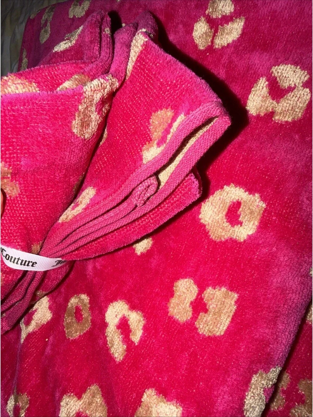 NWT Juicy Couture Animal Print Pink Towel Set (2) Bath Towels & (2) Hand Towels